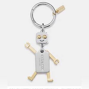COACH Metal ROBOT Key Ring F65429 Silver/Gold NEW!